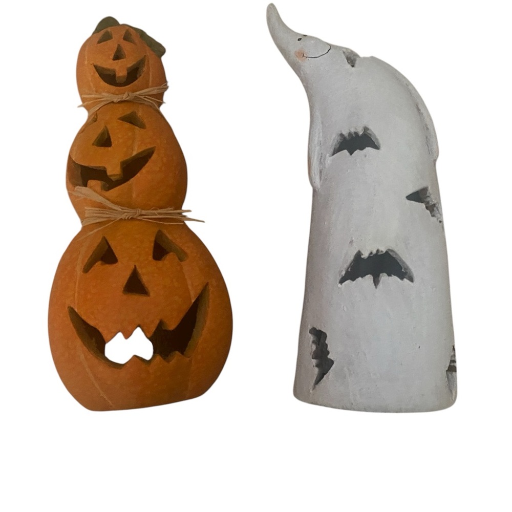 Pair of Halloween figurine candle holders
